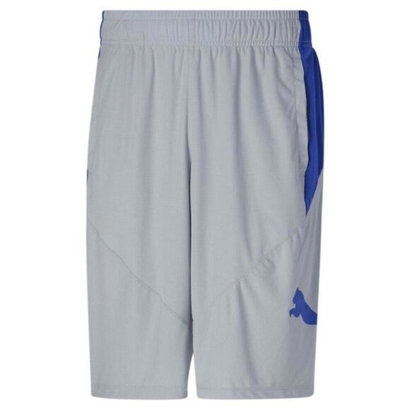 Puma Men's 10" Moisture Wicking Training Cat Shorts Grey/Blue- men short - Picture 6 of 10
